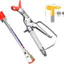 Airless Paint Spray Gun, Inline Celling Spray Gun 3600PSI with 517 Tip and 10 inch Extension Pole Silver