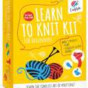 CraftLab Knitting Kit for Beginners, Kids Adults Seniors Includes All Knitting Supplies: Wool Yarn, Knitting Needles, Yarn Needle and Instructions – Fantastic DIY Gift Learn to Knit Arts & Crafts Kit