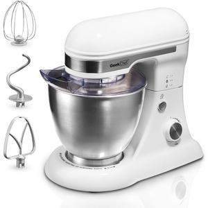 Tilt-Head Stand Mixer, 5QT+6QT Stainless Steel Two Bowls, 10 Speeds Kitchen Electric Food Mixer with Egg Whisk, Dough Hook, Beater, Dishwasher-Safe Attachment, Ideal Gift for Mom (Silver)