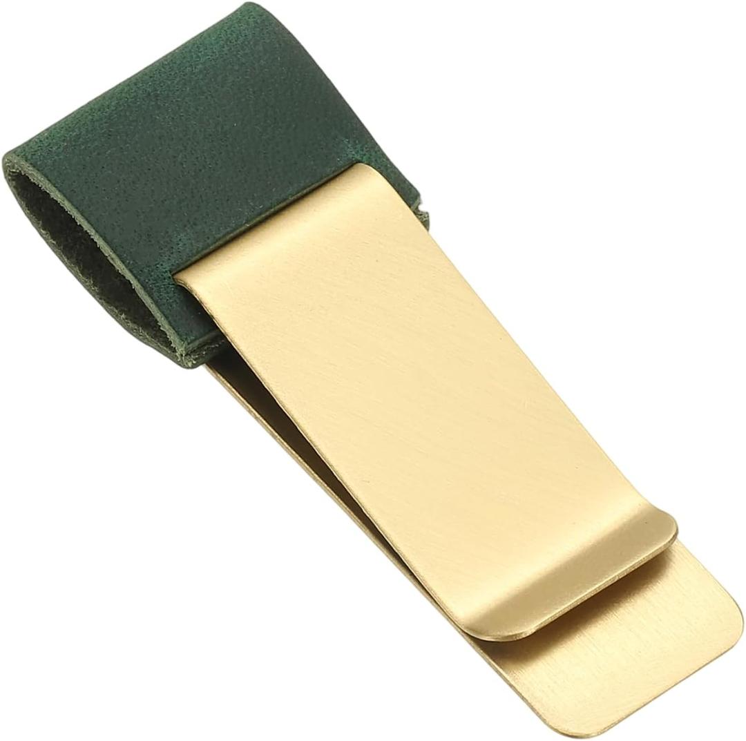 PATIKIL Pen Loop for Notebook, Brass Leather Pencil Holder Pen Clip for Notebook Traveler Journals Planner, Dark Green