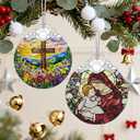 4 x Christian Gifts: Virgin Mary Stained Glass Ornament | Christmas Ornaments & Religious Ornament (Christmas Tree Decorations), Christian Holiday Decor, Religious Gifts & Xmas Gift