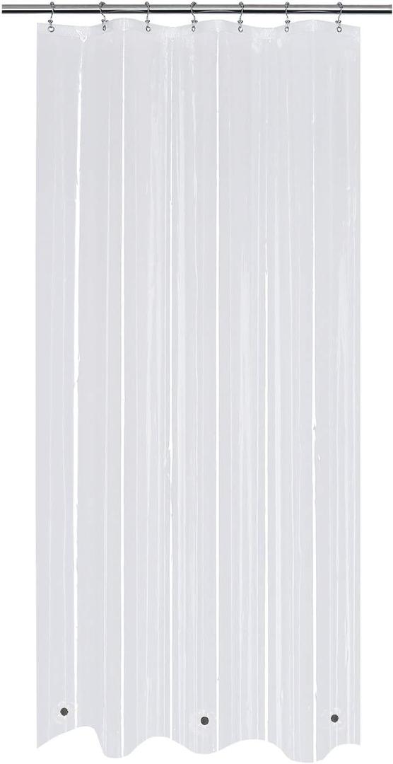 Mrs Awesome Small Stall Shower Curtain Liner 36 x 72 inch, PEVA 8G Thick & Heavy Duty, 3 Bottom Magnets, Waterproof, 36x72, Clear