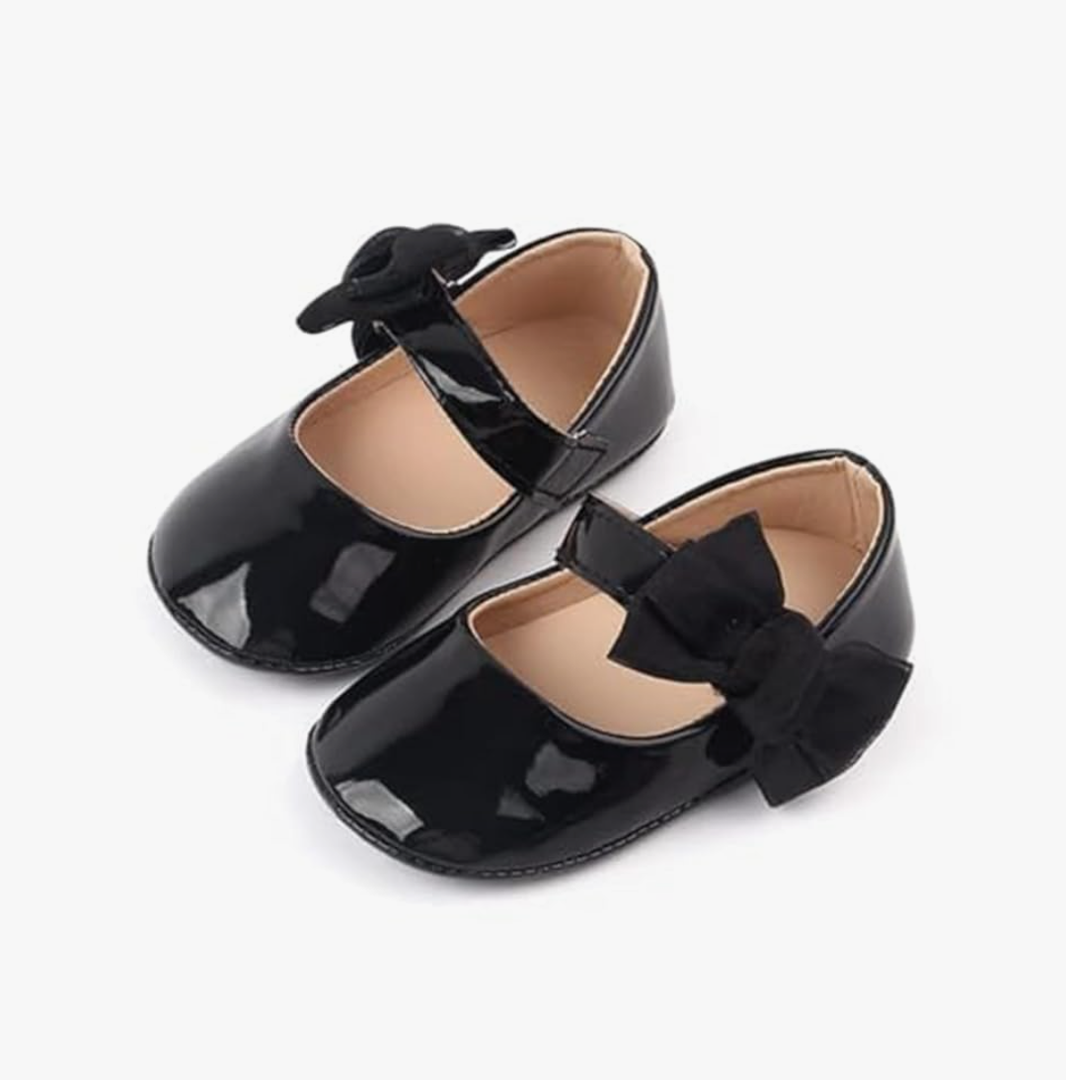 Sawimlgy Baby Girls Mary Jane Sequins Crown Flats PU Leather Wedding Party Princess Ballet Shoe Infant Rubber Sole Prewalker Toddler First Crib Shoes 6-12 Months