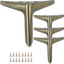 4.7 inch/12cm Brushed Bronze Color Metal Furniture Legs Set of 4, 4pcs DIY Replacement for Short Cabinet Legs, Sofa Legs, Small Dresser Legs