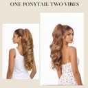 Multi Layers Clip in Ponytail Extension 24 Inch Long Conch Style High Pony Tails Hairpiece No Glue Easy Install Ultra Soft Tangle-Free Synthetic Hair for Daily Party Dating (Dark Brown)