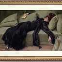 ARPEOTCY Vintage Gold Framed Large Wall Art, Classical Trendy Woman Gallery Paintings, Canvas Prints Artwork with Antique Frame, Victorian Wall Picture Decor for Bedroom Living Room 16x24 inch