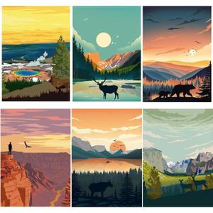 YULIDECO National Park Diamond Art Kits for Adults,5D Lanscape Diamond Art 6-Piece Set,DIY Full Drill Diamond Painting Kit,Home Wall Decor Diamond Painting (12x16 Inch)