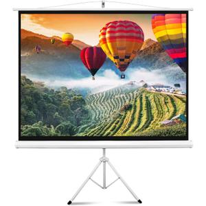 Projector Screen 84" with Floor Standing Portable Fold-Out Roll-Up Tripod Manual, Mobile Movie Screen, Home Theater Cinema Wedding Party Office Presentation, Quick Assembly