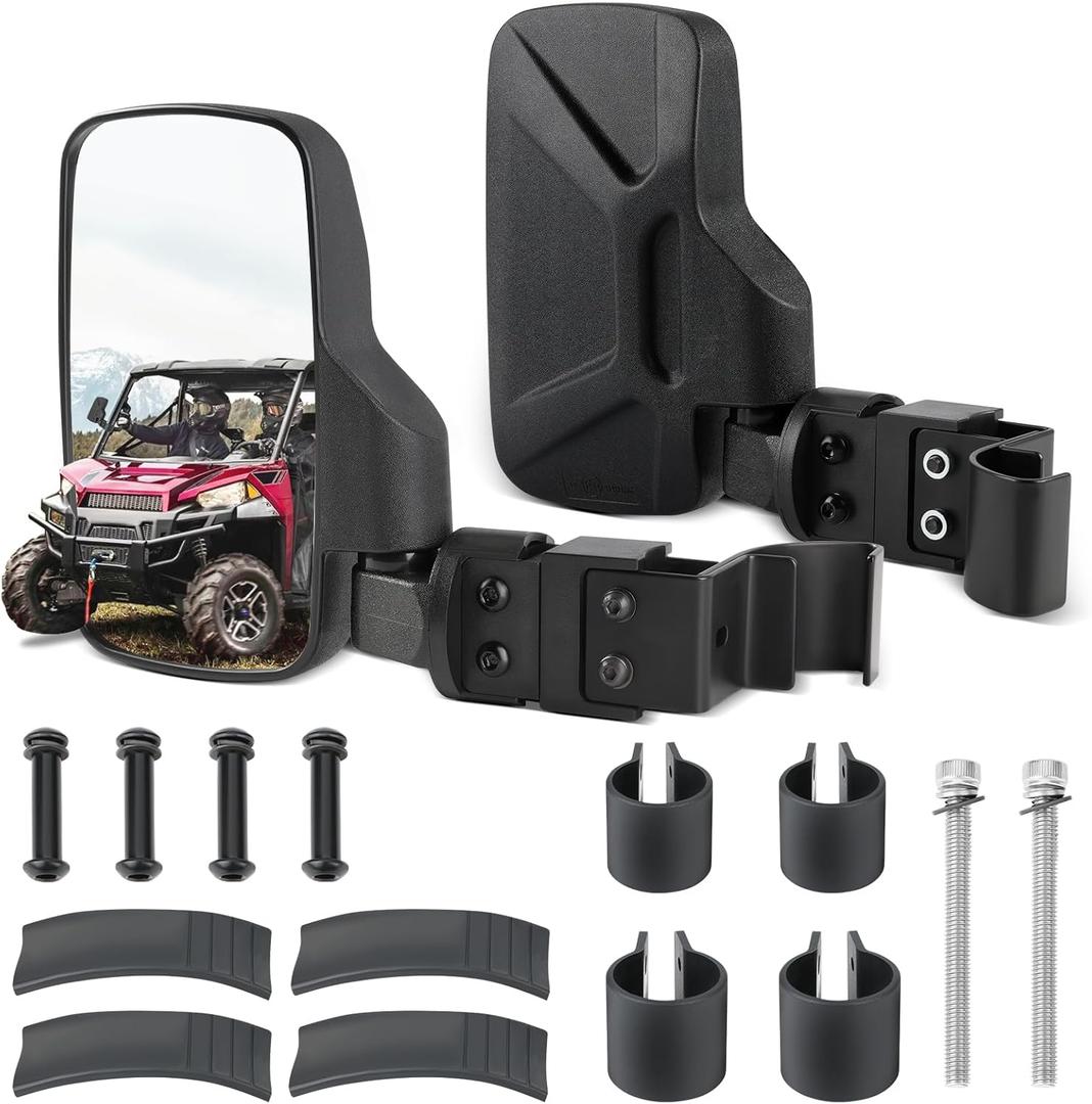 UTV Side Mirrors Fits 1.75"-2" Roll Cage and Pro-fit Cage, UTV Side View Mirrors with Extension Compatible with Polaris Ranger 570 1000 900 XP 2015-2024, General 1000 Can Am Commander Trail