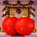Red 2 Piece Shiny Blow Up Ornament Holiday Вecoration, Red