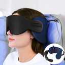 SARISUN Travel Pillows for Airplanes, Airplane Pillow with 3D Eye Mask for Sleeping, 360 Support Head Strap for Long Flights, Car, Road Trip Car Headrest, Travel Essentials Stop Bobblehead, Purple