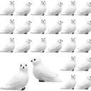 Pinkunn 24 Pcs Mini White Artificial Doves Christmas Ornaments Birds Christmas Tree Ornament Memorial Resin Doves Decor for Xmas Garden Wedding Party DIY Decoration