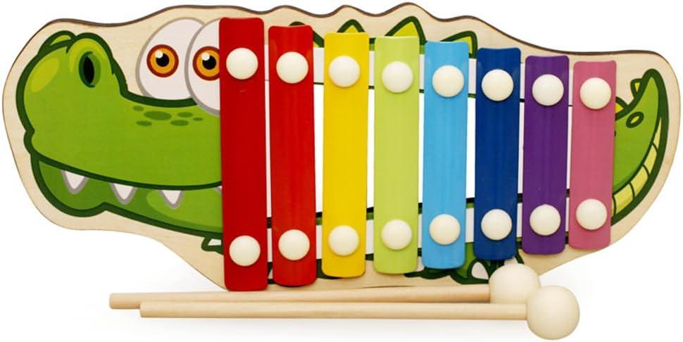 Xylophone for Toddlers, Animal Shape Wooden Baby Xylophone with 8 Scales and 2 Mallets,Colorful Kids Musical Instrument Educational Montessori Toys (Crocodile)