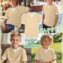 Boys Short Sleeve Shirts Crew Neck Color Block Kids T-Shirts Casual Basic Lightweight Tees Summer Patchwork Tops(Apricot&White,13-14 Years)