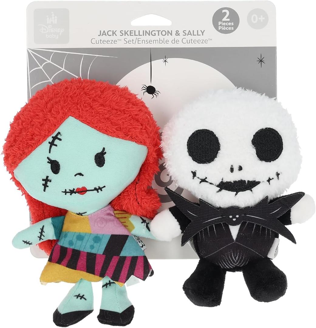 KIDS PREFERRED Disney Cuteeze 2 Pack Nightmare Before Christmas Jack and Sally Stuffed Animal Plush Toy - for Babies and Toddlers, Multicolor,6 inches