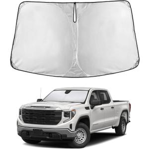 EcoNour Windshield Sunshade Compatible for Chevy Silverado/GMC Sierra 1500 2500 3500 2019-2024 2025 2026, Front Windshield Sun Shade Cover, UV Heat Protector, Car Sun Visor Interior Heat Protection
