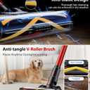 Cordless Vacuum Cleaner, 75Mins/55KPa/650W Self-Standing Vacuum Cleaners for Home, with Anti-Static&Anti-Tangle Brush, LED Touch Screen, Stick Vacuum for Carpets, Pet Hair, Hardwood Floors