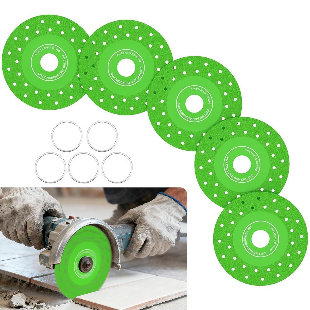 BURMONG 5PCS 4.5"(115 * 22.23mm) Glass Cutting Disc for Angle Grinder, Rock Slab Grinding Disc Diamond Cutter Saw Blade, Ultra-Thin Cutting Grinding for Marble Granite Porcelain Tile Glass