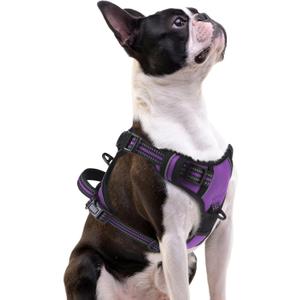 PUPTECK No Pull Dog Harness Small Sized, Adjustable Reflective Dog Harness with Handle Easy Control, Comfortable Soft Padded Pet Vest Harness for Small Dogs, Solid Purple S