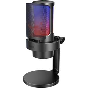 FIFINE Gaming Microphone, USB PC Mic for Streaming, Podcasts, Recording, Condenser Computer Desktop Mic on Mac, with RGB Control, Mute Touch, Headphone Jack, Pop Filter, Stand-AmpliGame A8