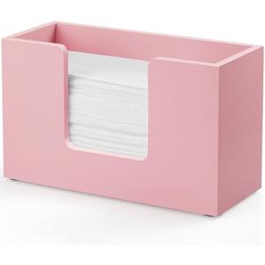 Paper Towel Dispenser Countertop, Wooden Bathroom Paper Towel Holder, Pink Napkin Holder for Kitchen, Countertop Multifold C-Fold, Z-Fold, Trifold Paper Hand Towel Dispenser for Bathroom Toilet