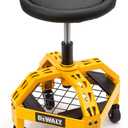 DEWALT Heavy Duty Adjustable Rolling Shop Stool, 360-degree Swivel Industrial Garage Stool with Padded Seat, Storage Shelf, Removable Wheels (Yellow and Black)