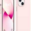 AOTESIER Magnetic for iPhone 13 Case, [Compatible with MagSafe][Military Shockproof Protection] Food Grade Silicone Case with Soft Anti-Scratch Microfiber Lining, 6.1 inch, Chalk Pink