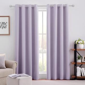 HOMEIDEAS Lilac Blackout Curtains for Bedroom 52 X 96 Inch Length 2 Panels Set Room Darkening Bedroom Curtains, Soundproof Thermal Grommet Window Curtains for Living Room for Christmas