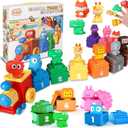 Learning Toy for Toddlers 2-4Years Old, Counting, Matching & Sorting Montessori Farm Train Toys Including 9 Animals and 1 Trainman Soft Rubber Car Toy Christmas Birthday Gift for Baby Boys Girls