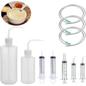 10 Pcs Soft & Liquid Diet Kit with 4 Direct Syringes, 1 Curved Syringes, 2 Squeeze Bottles, 3 Tubing - for Post-Surgery Recovery, Liquid Feeding, Epoxy Resin, Oils & Industrial UseJaw Surgery Recovery Supplies