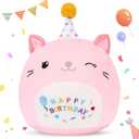Cute Cat Plush Birthday Gifts for Girls, Soft Cat Plushies Toy Pink Pillow Cat Stuffed Animals Gift for Girlfriend Kids Birthday 8" Cat Stuffed (Small Cat Plush)