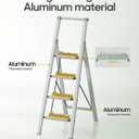 HillhutApex 4 Step Foldable Aluminum Step Ladder with Handgrip, Anti-Slip Pedal, 330 lbs Capacity, Lightweight & Portable for Home, Kitchen, Office, Garage (Pale Green)
