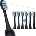 6 Pack Toothbrush Replacement Heads Compatible with WaterPik Sonic Fusion 2.0, FitMount Flossing Brush Head Fit for Water-Pic SF-01W SF-02W and 2.0 SF-03 SF-04 (Black)