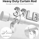 Modern White Curtain Rods for Windows 48 to 84 Inch, 1" Diameter Adjustable Heavy Duty Window Curtain Pole with Matte White End Cap Finials, Decorative Drapery Rods for Living Room, Bedroom