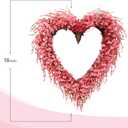 idyllic Heart Valentine Wreath Handmade Red Berry Leaves Heart Shaped Wreath Rustic Twig for Door Decorative 18 Inches Wedding Valentine Decoration