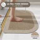 YDKGL Bathroom Rugs Mat 24x35, Ultra Thin Non Slip Bath Mats for Bathtub Quick Dry Absorbent Rubber Bathroom Mat Fit Under Door, Washable Half Round Bath Rugs Floor, Beige Brown