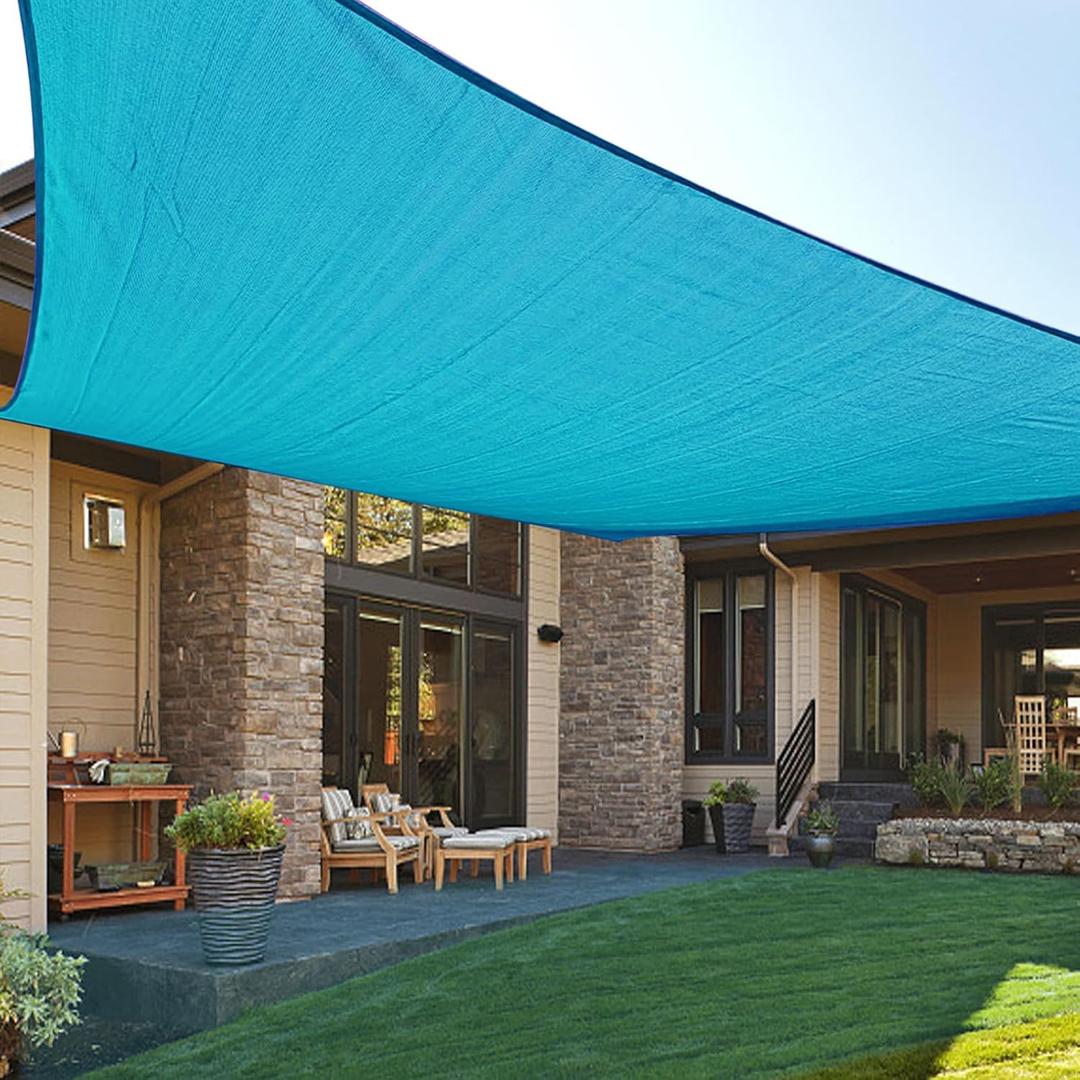 LOVE STORY Sun Shade Sail, 8' x 10' Turquoise Blue Rectangle Canopy Shades for Outdoor Patio Shading, UV Block Sunshade Cover