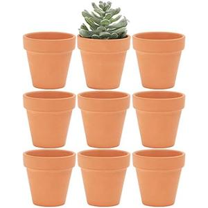 Yishang 2 Inch Mini Terracotta Clay Pots Pack of 9 - Small Hand Craft Nursery Plant Pot Succulent Cactus DIY Pottery Planter Home Garden Windowsill Decoration Brown