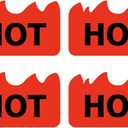 600pcs Waterproof Hot Stickers, PVC Material, Fluorescent Red Fire Shape Labels for Supermarkets, Restaurants, and Stores 2 x 1.2 Inch