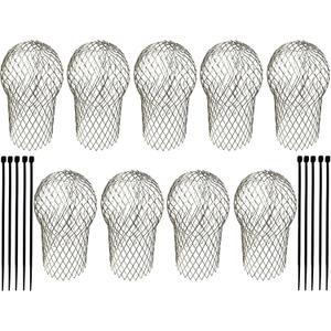 9 Packs Gutter Filter Strainer Gutter Downsport Guards With Zip Ties. 3.5-4 Inch Expandable Aluminium Filter Strainer, for Preventing Blockage Leaves For Downspout Of 2-4 Inches Hole Size