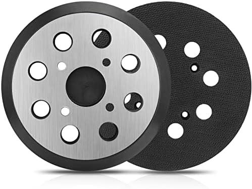 Gnellkoor 2 Pack 5 Inch 8 Hole Orbital Sander Pads Compatible with Ridgid R2501 R2600 R2601 R8606 Random Orbit Sander Replacement Hook and Loop Metal Backing Pad Parts # 300527002