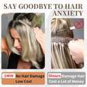 KooKaStyle Invisible Wire Hair Extensions with Transparent Wire Adjustable Size 4 Secure Clips Long Wavy Secret Hairpiece 20 Inch Platinum Blonde for Women