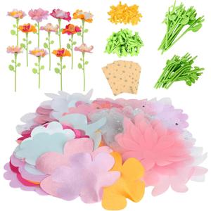 FURNIPLAS Fabric Flower Bouquet Toy Accessories Set, DIY Flowers Making Toy for Stem Refill Kit, Art & Crafts Flower Press Supply Kits, Birthday Christmas Gift for Age 4-8 Girl (Main Kit Not Included)