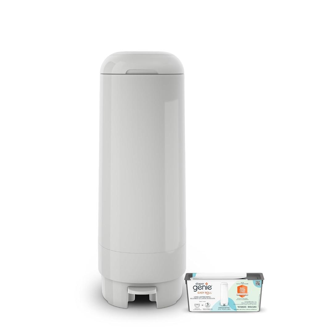 Diaper Genie Signature Pail (Grey) Includes 1 Easy Roll Refill with 18 Bags | Holds Up to 846 Newborn-Sized Diapers Per Refill Diaper Genie Signature Pail (Grey) Includes 1 Easy Roll Refill with 18 Bags | Holds Up to 846 Newborn-Sized Diapers Per Refill