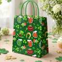 Merture St. Patricks Green Reversible Wrapping Paper Roll - 17 In x 32.8 Ft (46.5 sq.ft.ttl.) - Lucky Shamrocks, Leprechaun Hats, Gold Pots and Horseshoes with Watercolor Green Polka Dots Design for Festive St. Patrick's Day, DIY Crafts, Holiday Greeting Cards and Irish Themed Celebrations