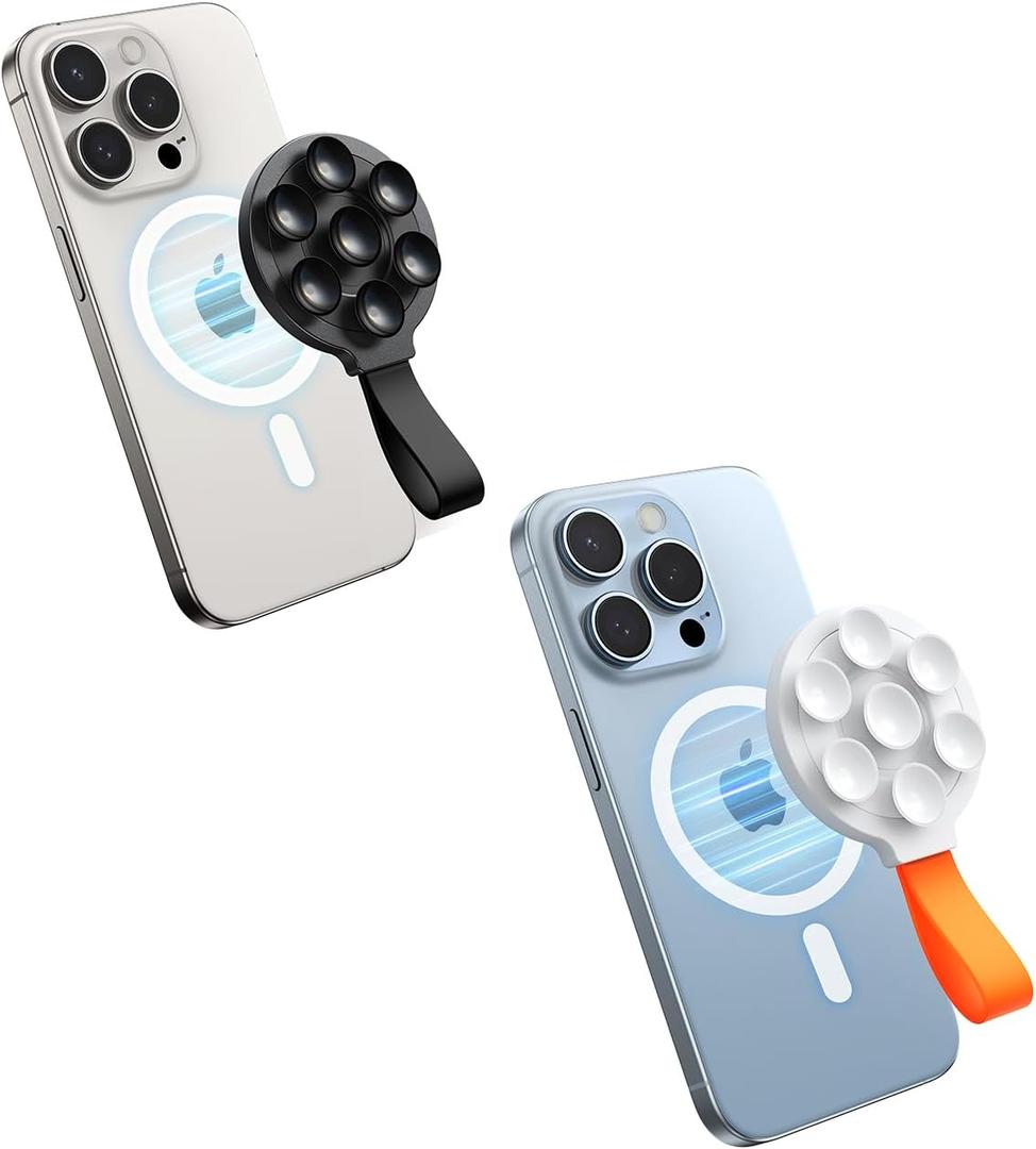 JOYROOM Magnetic Suction Phone Mount, Suction Phone Case Mount Holder Grip with Silicone Loop, Anti-Slip Hands-Free Mirror Shower Wall Phone Holder for iPhone & Android, TikTok |Videos|Selfies