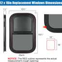 Vertical RV Window, 12" W x 18" H Tinted Sliding RV Window with Net Screen and Trim Ring, Suitable for 1-1/8" Thick Walls, DOT Approved