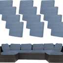 12Pcs Stretch Patio Cushion Covers,Outdoor Couch Covers Replacement,Outdoor Couch & Sofa Slipcovers,for Patio Furniture Cushion Covers,Washable Reusable Furniture Protector (West Lake Blue,Cover Only)