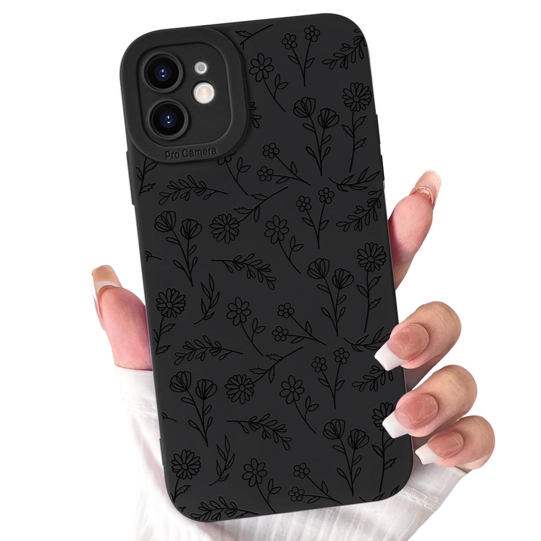 Lovmooful for iPhone 11 Case Cute Flower Floral Design-Black