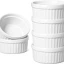 Le Tauci Ramekins 4 OZ Oven Safe, Creme Brulee Ramekins, Pudding Custard Cups Souffle Ramiken, Dipping Sauce Dishes, Ceramic Ramekin Bowls Set of 6, White